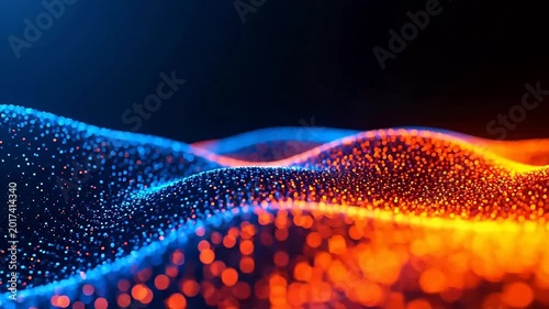 Abstract digital wave pattern in orange and blue
