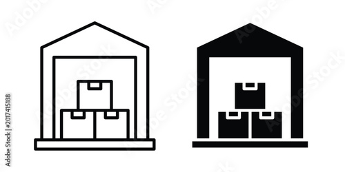 Photos Warehouse icon design illustrator set. Icons in line and clipart