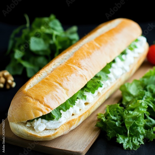 Freshly Made Sandwich with Creamy Filling and Crisp Lettuce