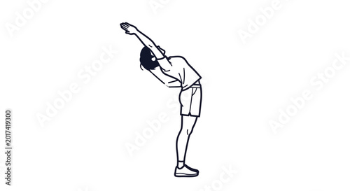 Foto Person stretching arm up high.