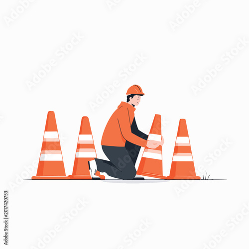 Man in orange vest and hard hat.