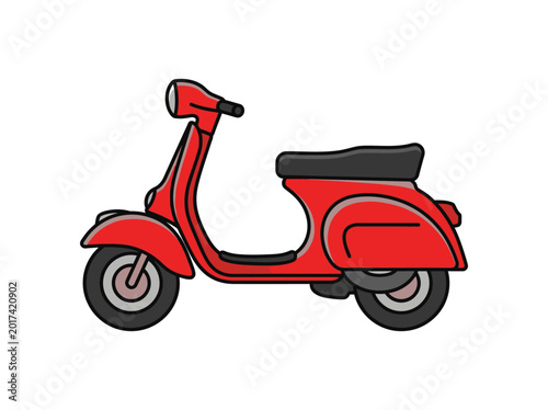 Red scooter illustration on a white background