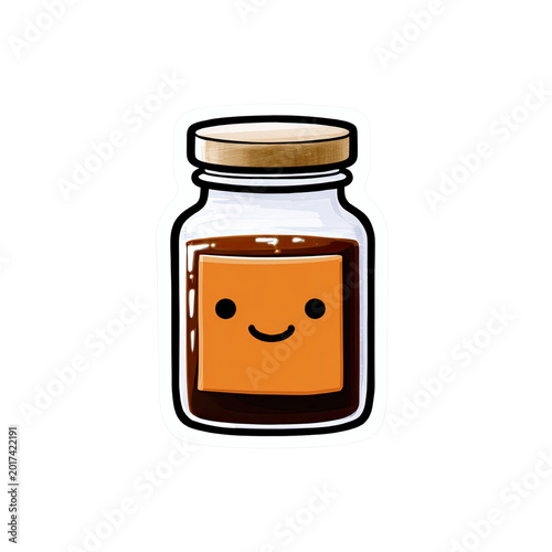 Cartoon jar of peanut butter with smiling face