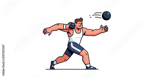 Tableau sur toile Man throwing shot put athletic event.