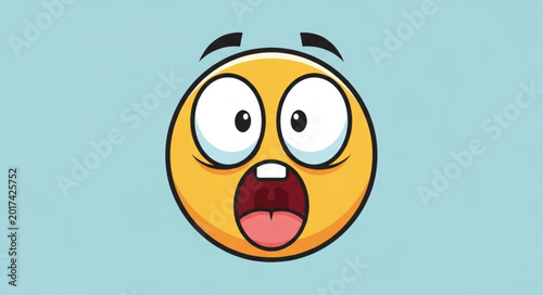 Εκτύπωση καμβά Surprised Emoji Face with Wide Open Mouth and Big Eyes.