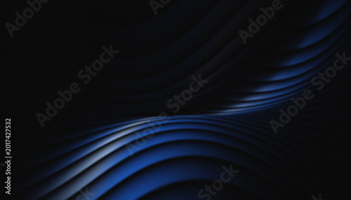 Blue black wavy light gradient background with noise grain texture with wave lines
