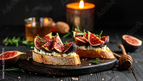 Edle Bruschetta mit Feigen, Ziegenkäse und Honig