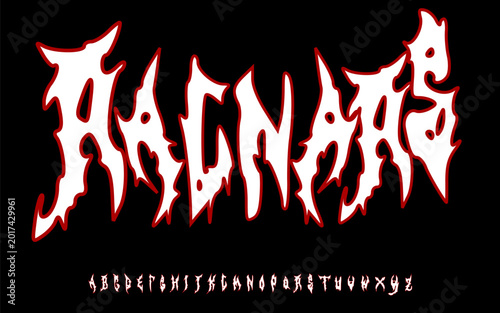 Foto Ragnars Extreme Metal Font Alphabet – Sharp Horror Display Typeface with Brutal