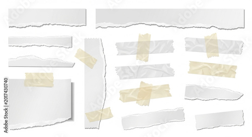 Foto Tape pieces on white background.