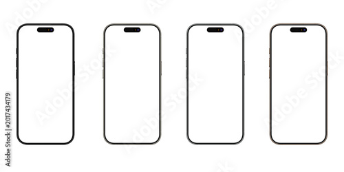 Phone 16 Pro Max with all color variants mock up, front view.