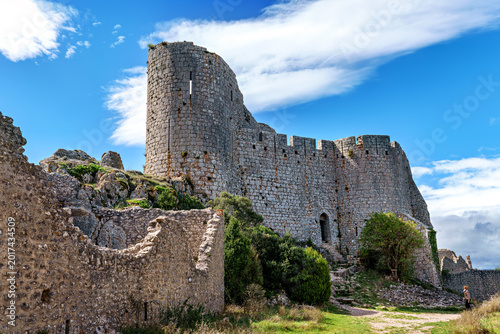 Bild auf Leinwand The Cathar medieval castle of Peyrepertuse in the Aude department, southern Fran