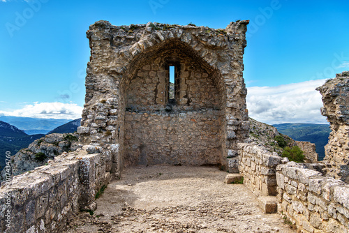 Photos The Cathar medieval castle of Peyrepertuse in the Aude department, southern Fran