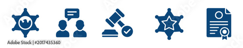 Tableau sur toile Law Solid Icon Set, Legal Justice System and Court Services, Attorney Lawyer Cou