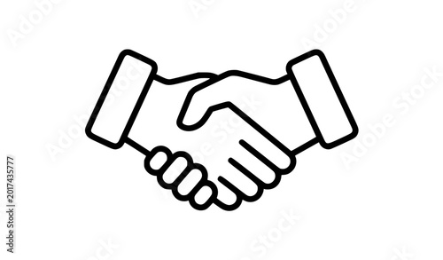 Obraz na plátně Business handshake line art vector partnership agreement icon isolated illustrat