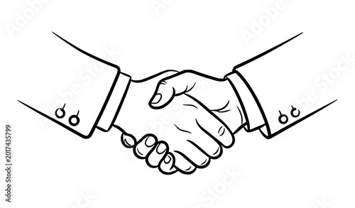 Tableau sur toile Minimal black line handshake vector illustration business partnership symbol