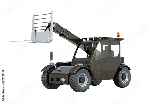 Photos Grey telehandler forklift, telescopic handler construction equipment isolated on