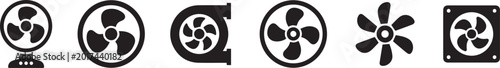 Fotografía Fan Ventilation Icon Set Cooling System Air Conditioner Exhaust HVAC Silhouette