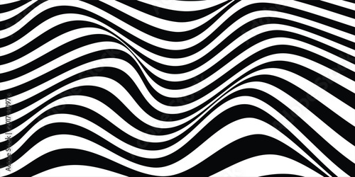 Fotografie Optical art background. Wave line design black and white.
