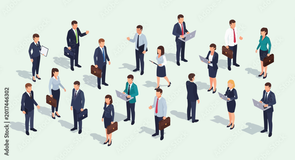 Obraz premium Diverse group of business professionals in a meeting illustration.
