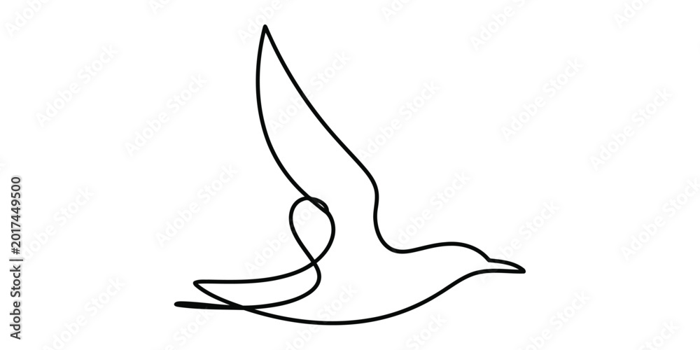 Naklejka premium Continuous single line drawing of a flying bird