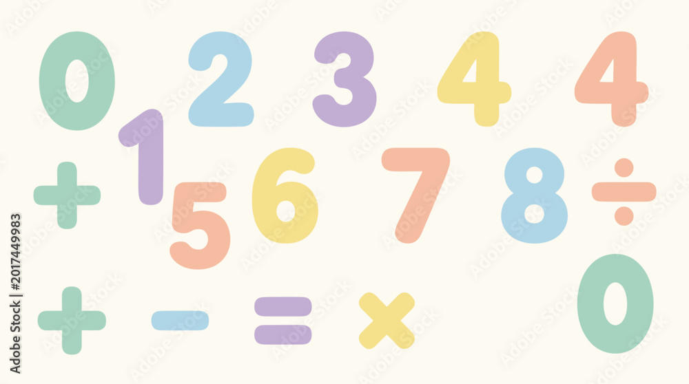 Fototapeta premium Colorful mathematical symbols and numbers.