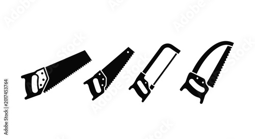 Bild auf Leinwand Collection of hand saws in black silhouette high quality professional detailed