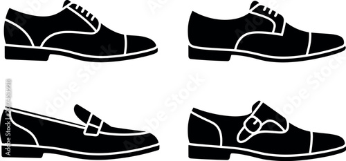 Konstfotografi Vector set of men formal shoes including oxfords loafers and monk straps
