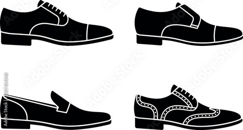 Cuadro en lienzo Vector set of stylish men leather shoes featuring brogues and formal loafers for work