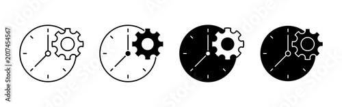 Foto Clock and Gear Symbols for Time Management and Settings