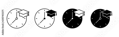 Fotografie Clock and Graduation Cap Symbols for Education Deadline and Study Time