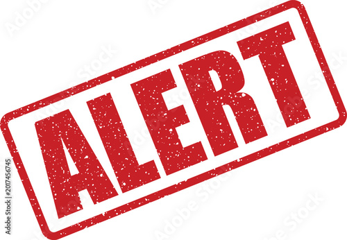 Urgent red alert stamp conveying important information or warning message for critical situations