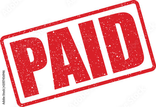 Fotografía Satisfied red paid stamp confirming successful financial transactions and comple