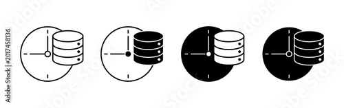 Photos Clock and Database Symbols for Data Backup and Storage Scheduling