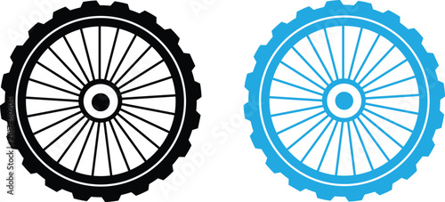 Two bicycle wheels with different rim designs side by side
