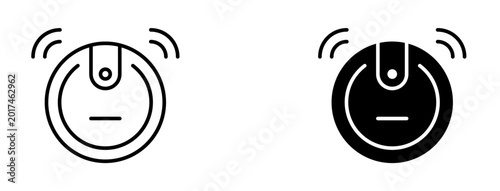 Smart Robot Vacuum Cleaner Line Icon with Editable Stroke