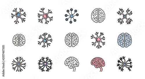 Quadro su tela Brain and neuron network illustrations.