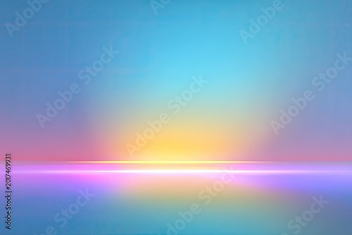 Vibrant Sunset Horizon with Reflective Light on Water.
