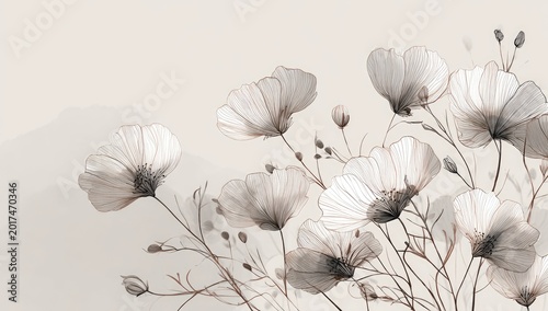 Elegant Sepia Tone Poppies Floral Arrangement.