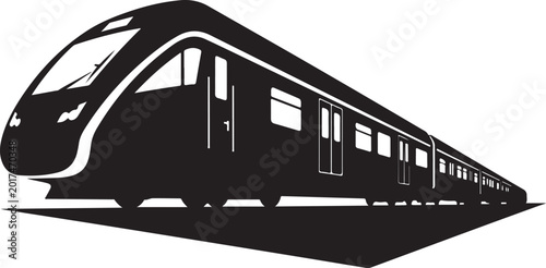 Modern train, black silhouette, vector illustration, transportation icon, rail travel