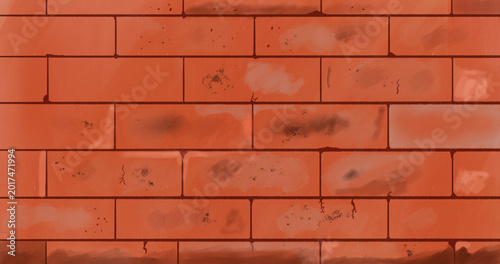 Obraz na płótnie ヴィンテージな暗い赤レンガの壁背景（手描き・アンティーク・重厚）：Dark red vintage brick wall background