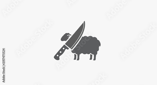 Graphic illustration of a sheep with a large knife behind it, symbolizing danger or slaughter