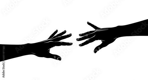 Konstfotografi Reaching Hands Silhouette - Connection, Support, Hope, Help