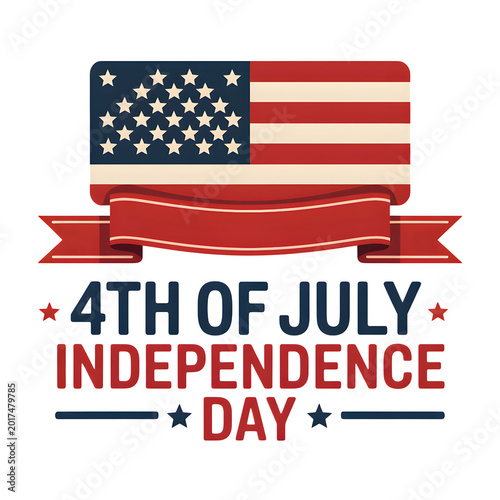 4th of july independence day with american flag and banner, independence