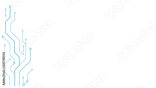 Minimal Circuit Corner Borders Set Blue Technology Line Frame Background Vector	