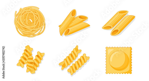 Foto Assorted Dry Pasta Types Collection - Italian Food Ingredients