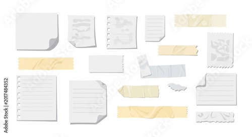 Torn Paper Pieces and Tape Strips Collection.