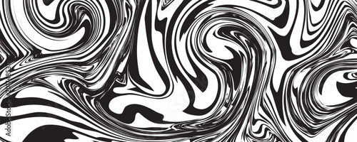 Foto A mesmerizing abstract background featuring black ink swirling gracefully on a white surface, creating a fluid, marbled effect with dynamic curves and flowing lines