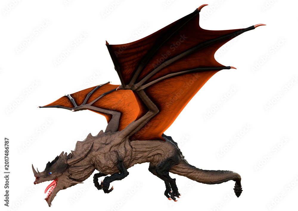 Fototapeta premium 3D Rendering Fairy Tale Dragon on White