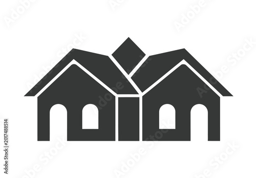 Tableau sur toile House duplex residential building icon for real estate property management and architecture design concept with twin dwelling units illustration isolated