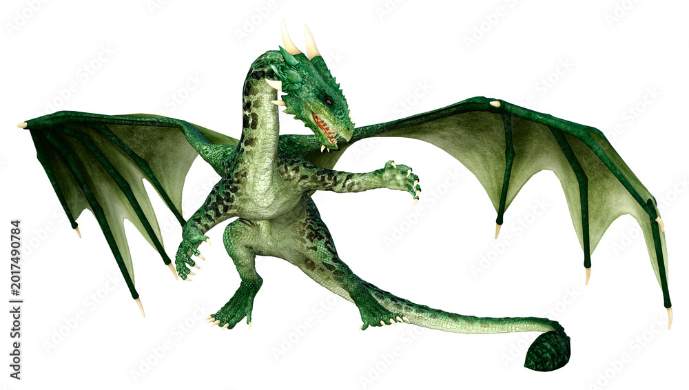 Fototapeta premium 3D Rendering Fairy Tale Dragon on White